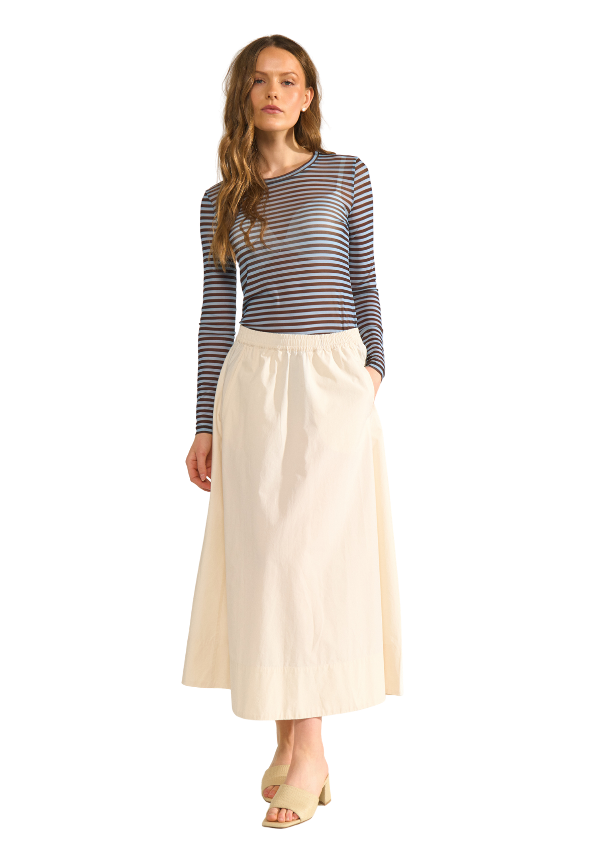 NUSine Stribet Mesh Bluse
